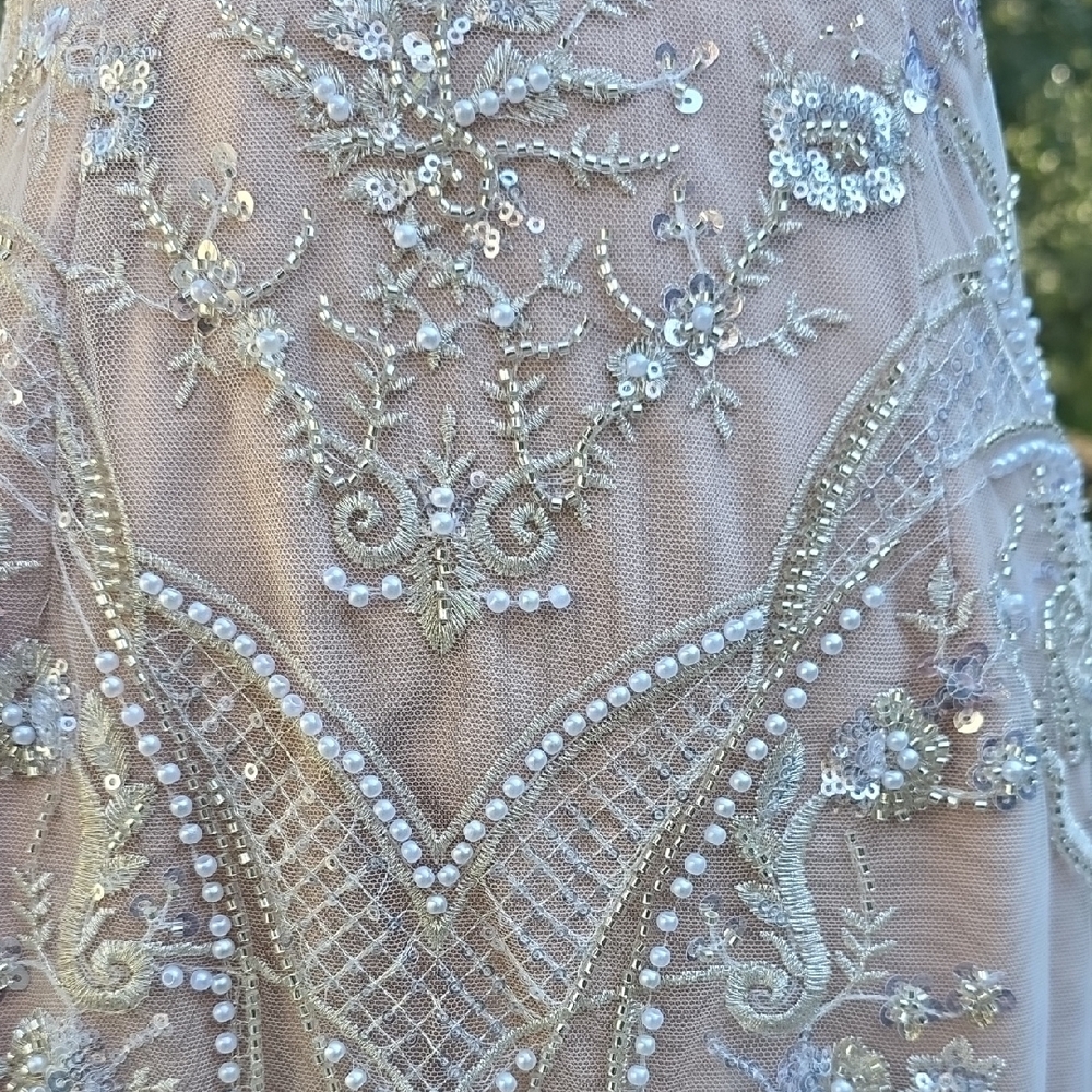 NWT $598 DRESS THE POPULATION SHERIDAN STRAPLESS GOWN DRESS IN WHITE & NUDE SZ S - Picture 8 of 11